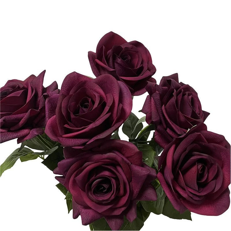 Echte Haptik Künstliche Carola-Rose in Tiefpurpur – 66 cm