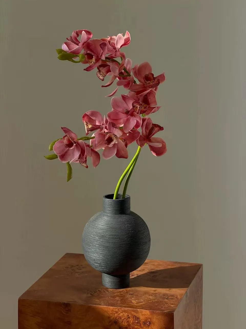 Real Touch Faux Cymbidium Orchid Stem — 27" Rose Red