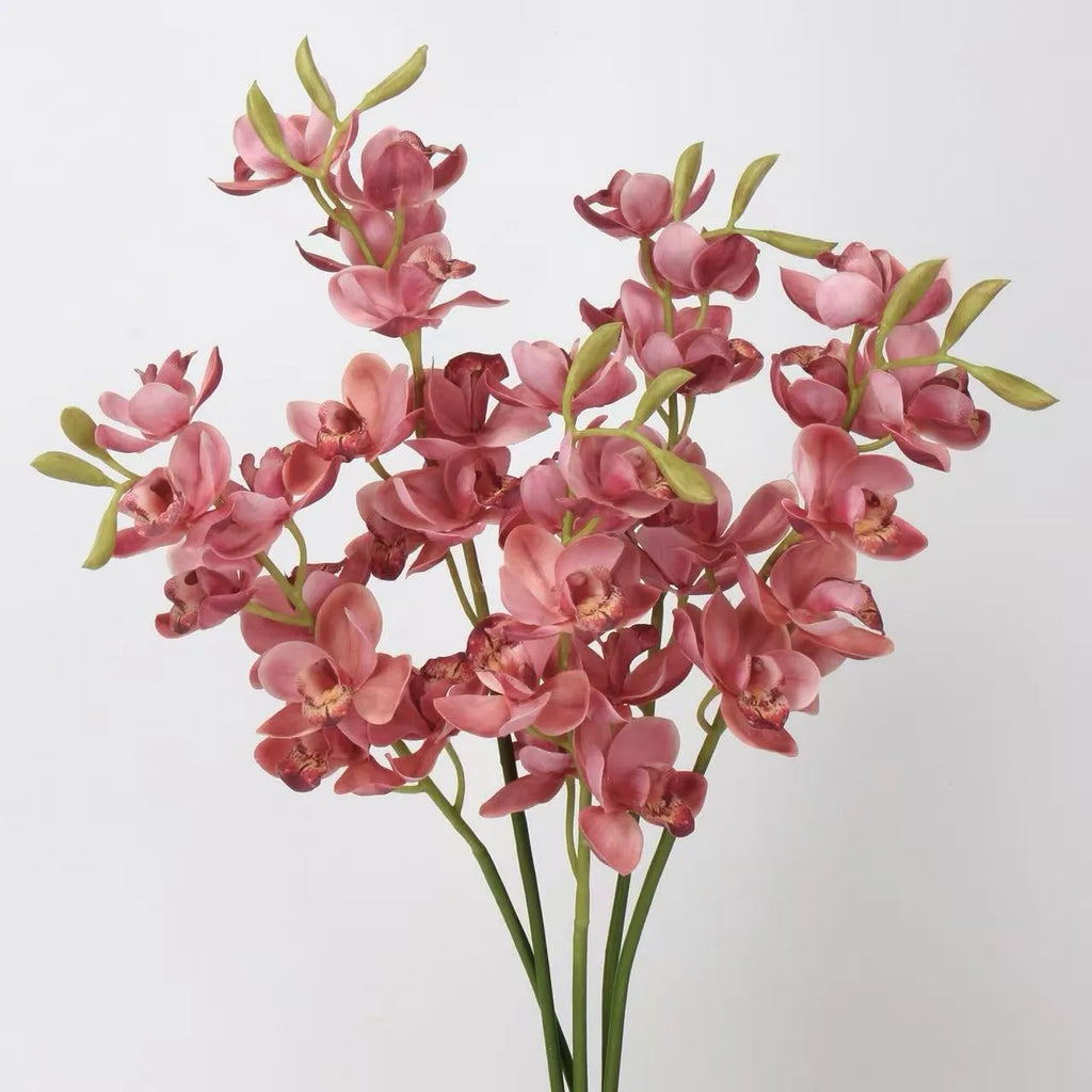 Real Touch Faux Cymbidium Orchid Stem — 27" Rose Red