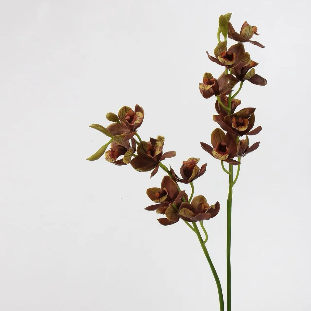 Real Touch Faux Cymbidium Orchid Stem — 27" Brown