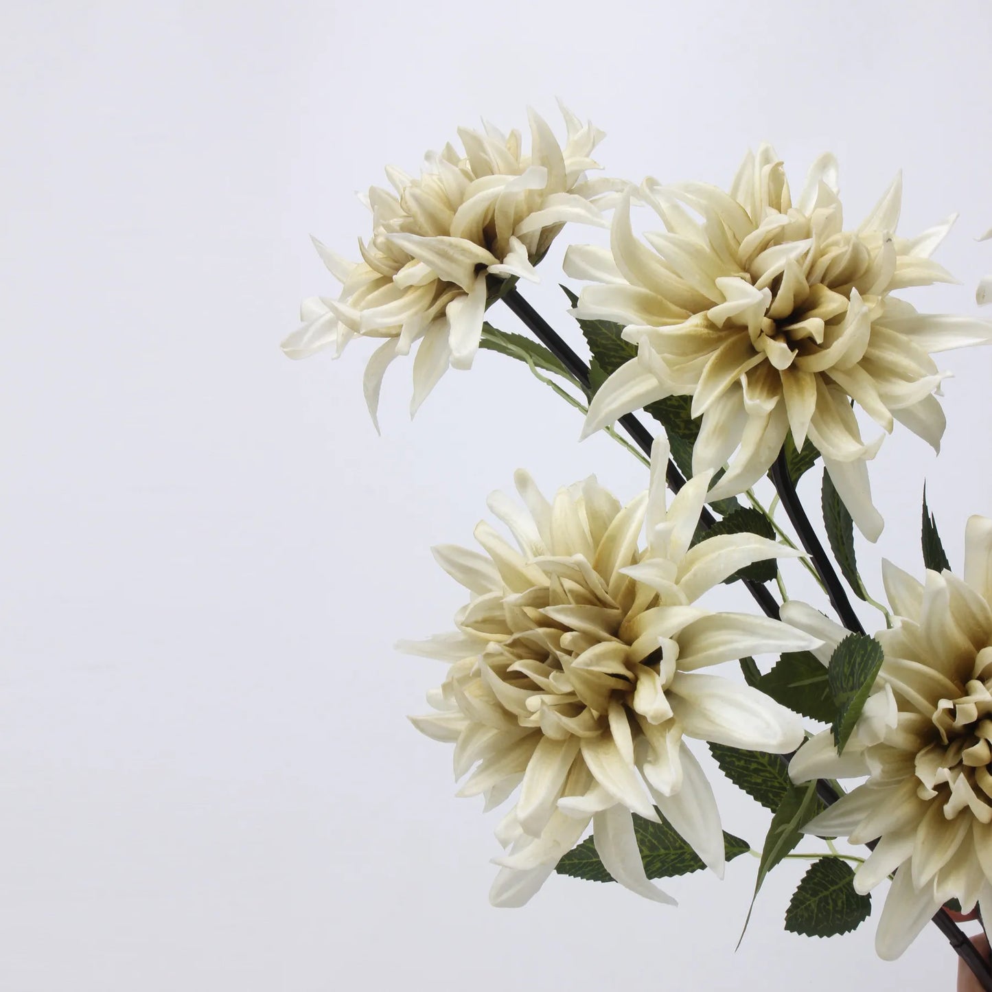 Echte Haptik Künstliche Dahlienblume – Hellgrün – 52,8 cm