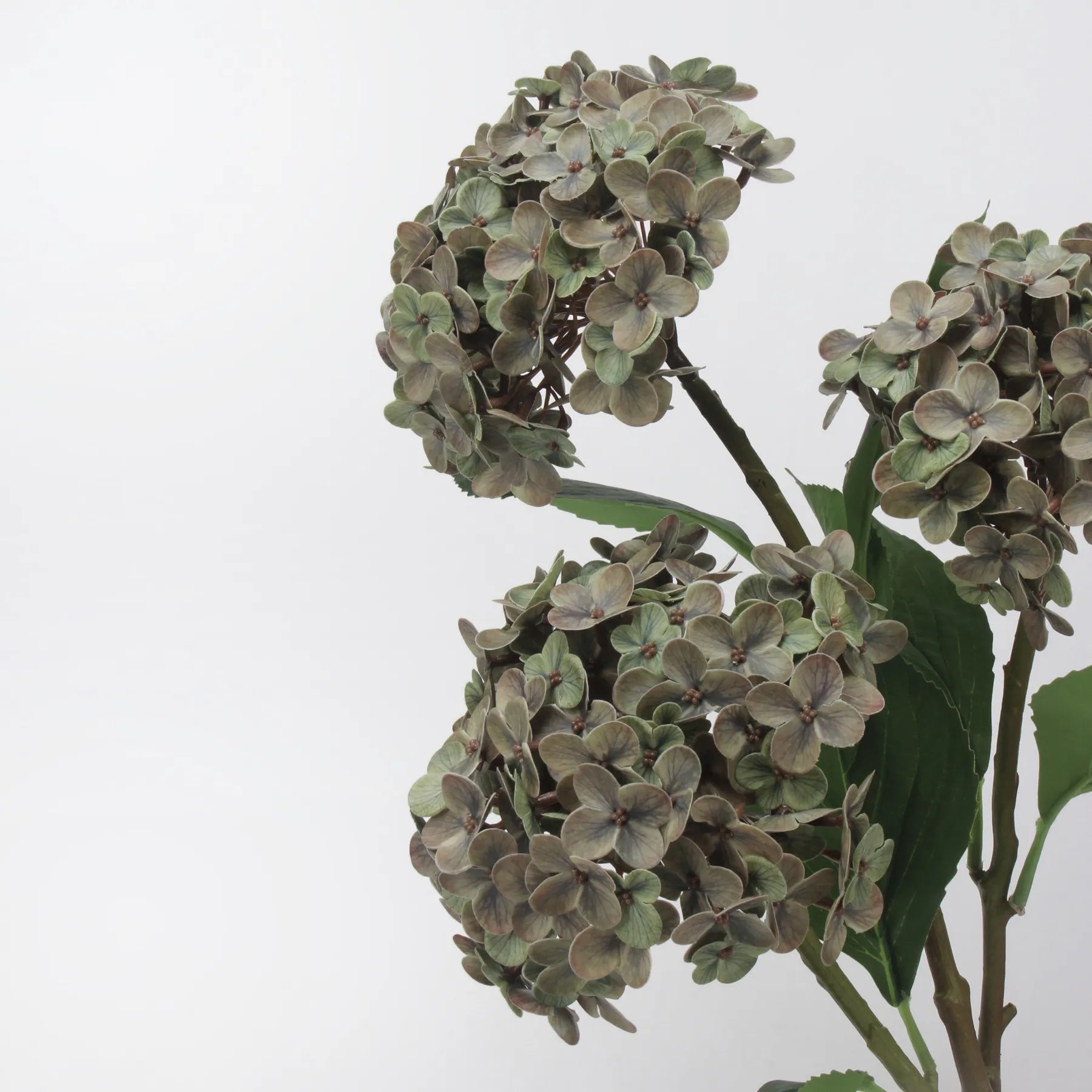 リアルタッチ フェイク アジサイ ステム - 薄緑 20インチ