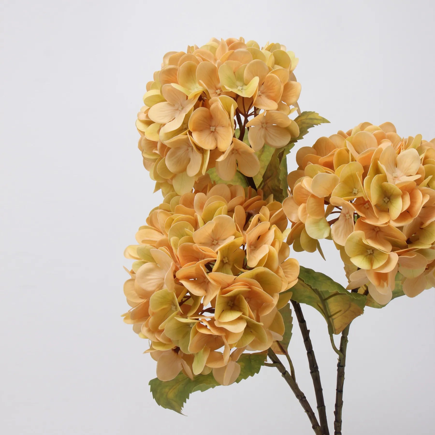 Real Touch Faux Hydrangea Stem-Saffron Yellow 22"