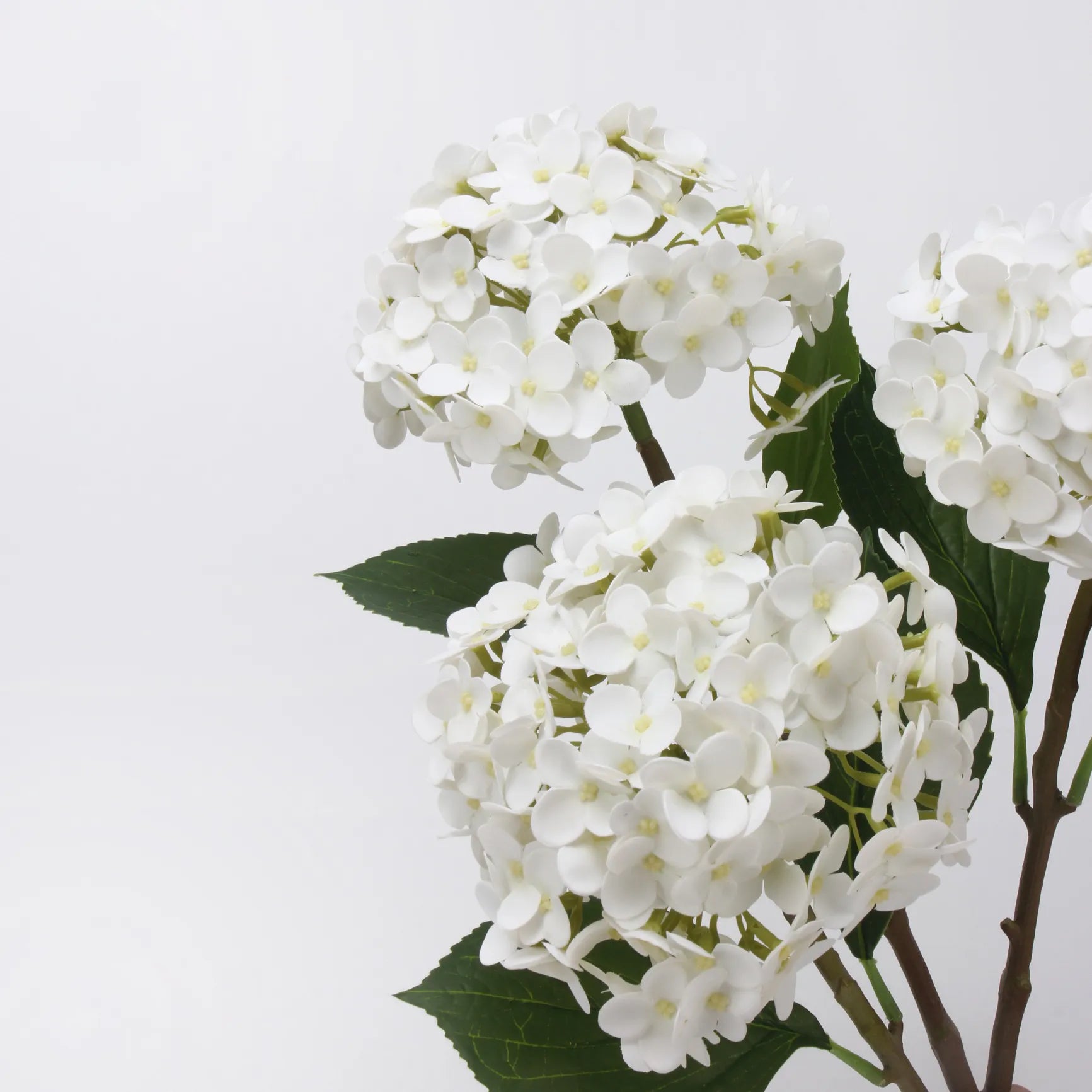 リアルタッチ フェイク アジサイ ステム - ホワイト 20インチ