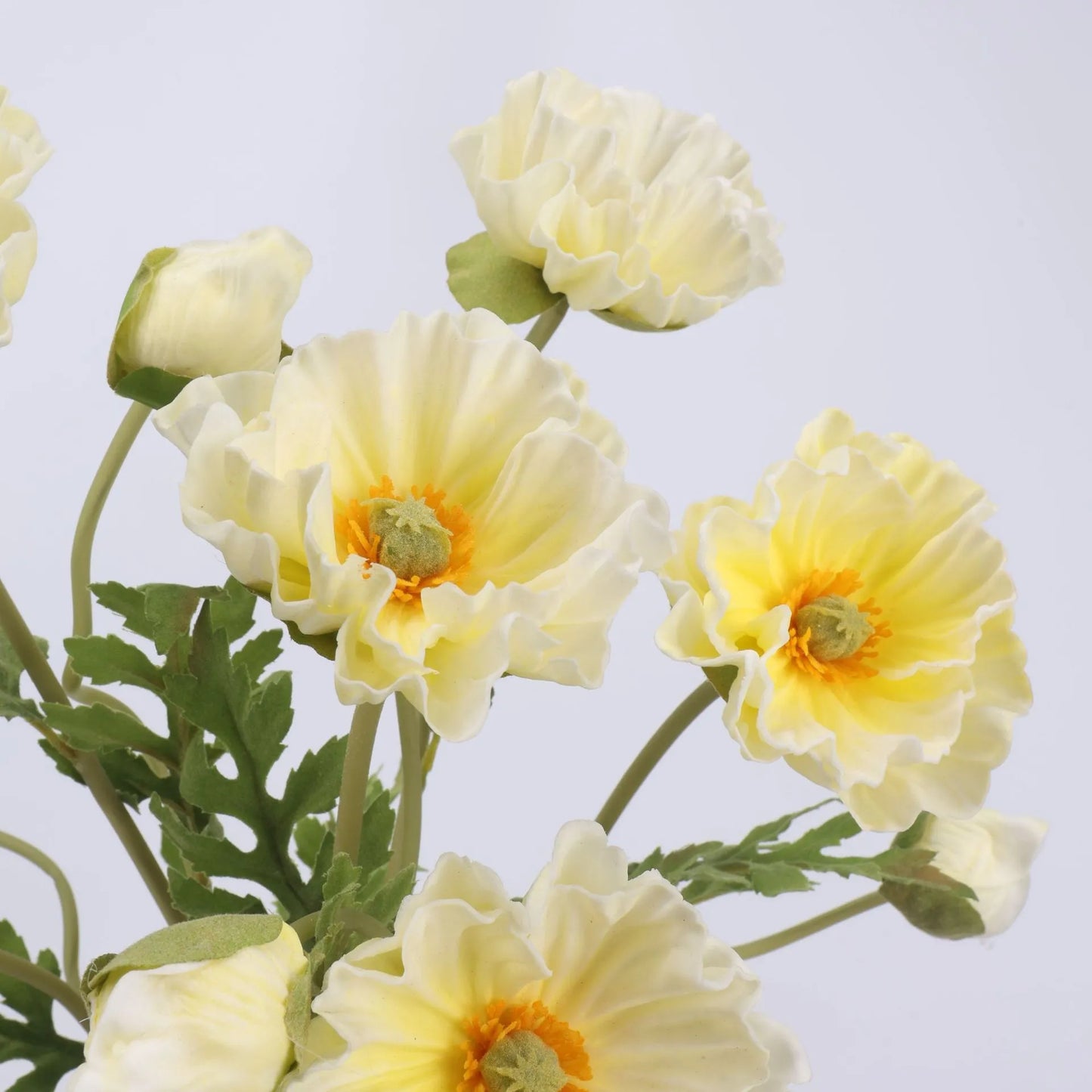 Real Touch Large Poppy Flower –Cream Yellow 22.4"