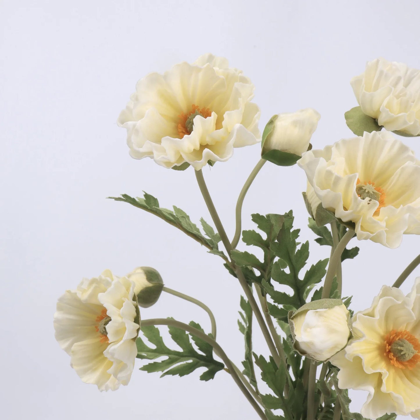 Real Touch Large Poppy Flower –Cream Yellow 22.4"
