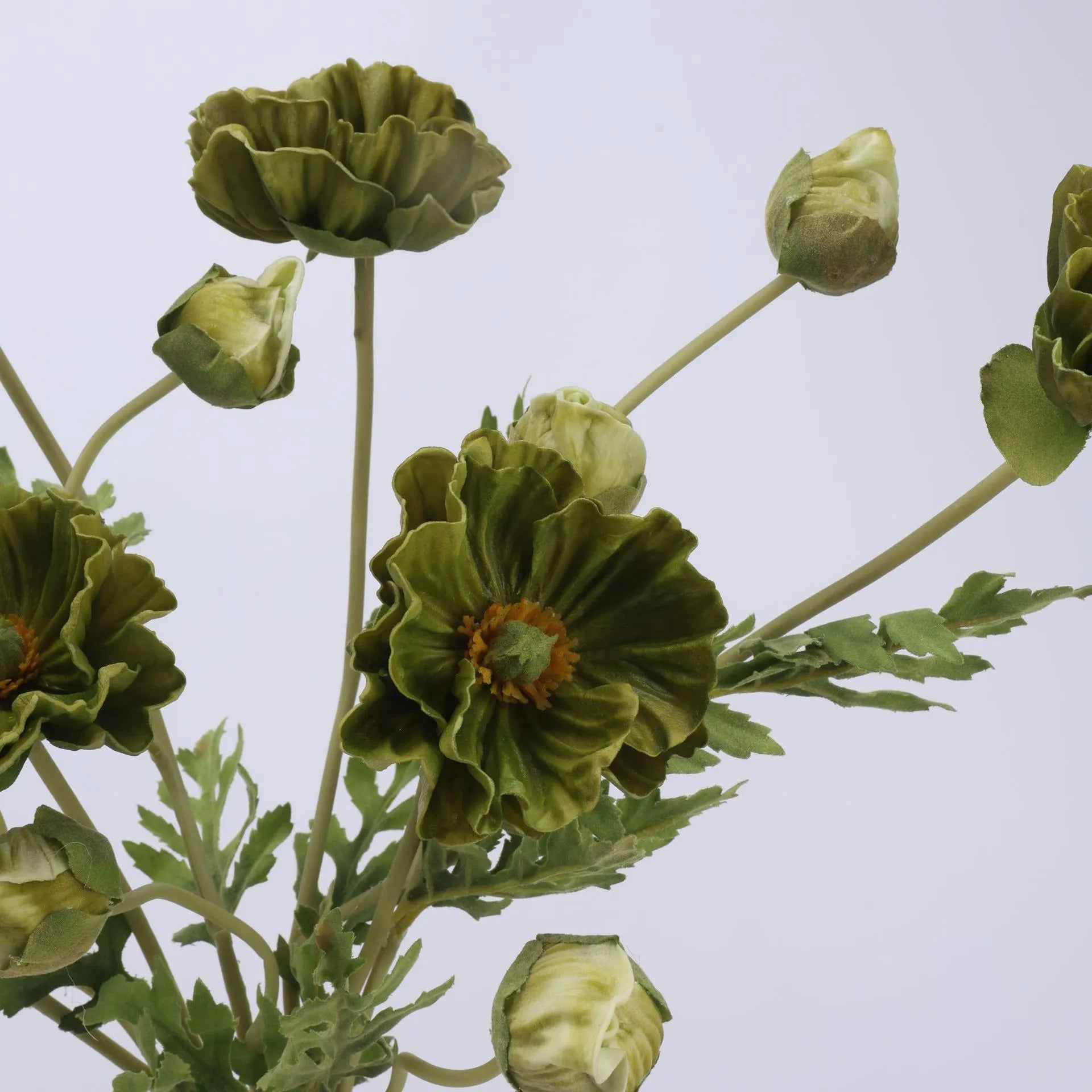 Real Touch Large Poppy Flower –Green 22.4"