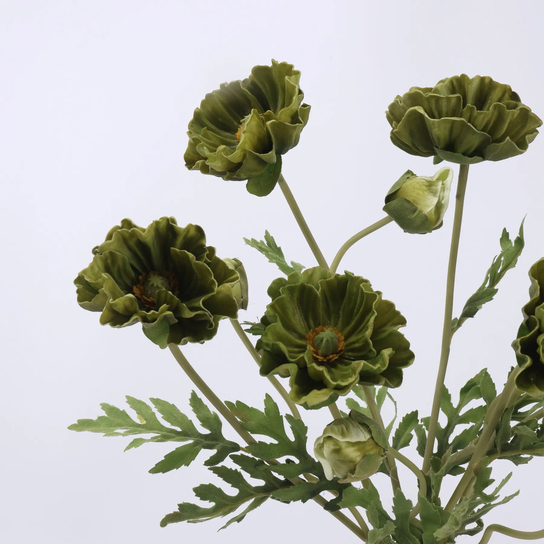 Real Touch Large Poppy Flower –Green 22.4"