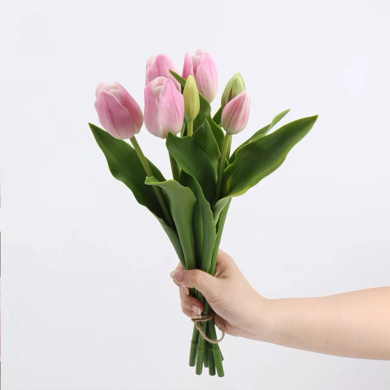 Real Touch Tulip Flower Bouquet in Pink – 15"