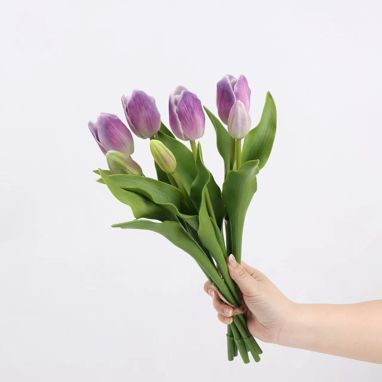 Real Touch Tulip Flower Bouquet in Purple – 15"