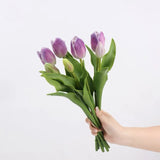 Real Touch Tulip Flower Bouquet in Purple – 15"