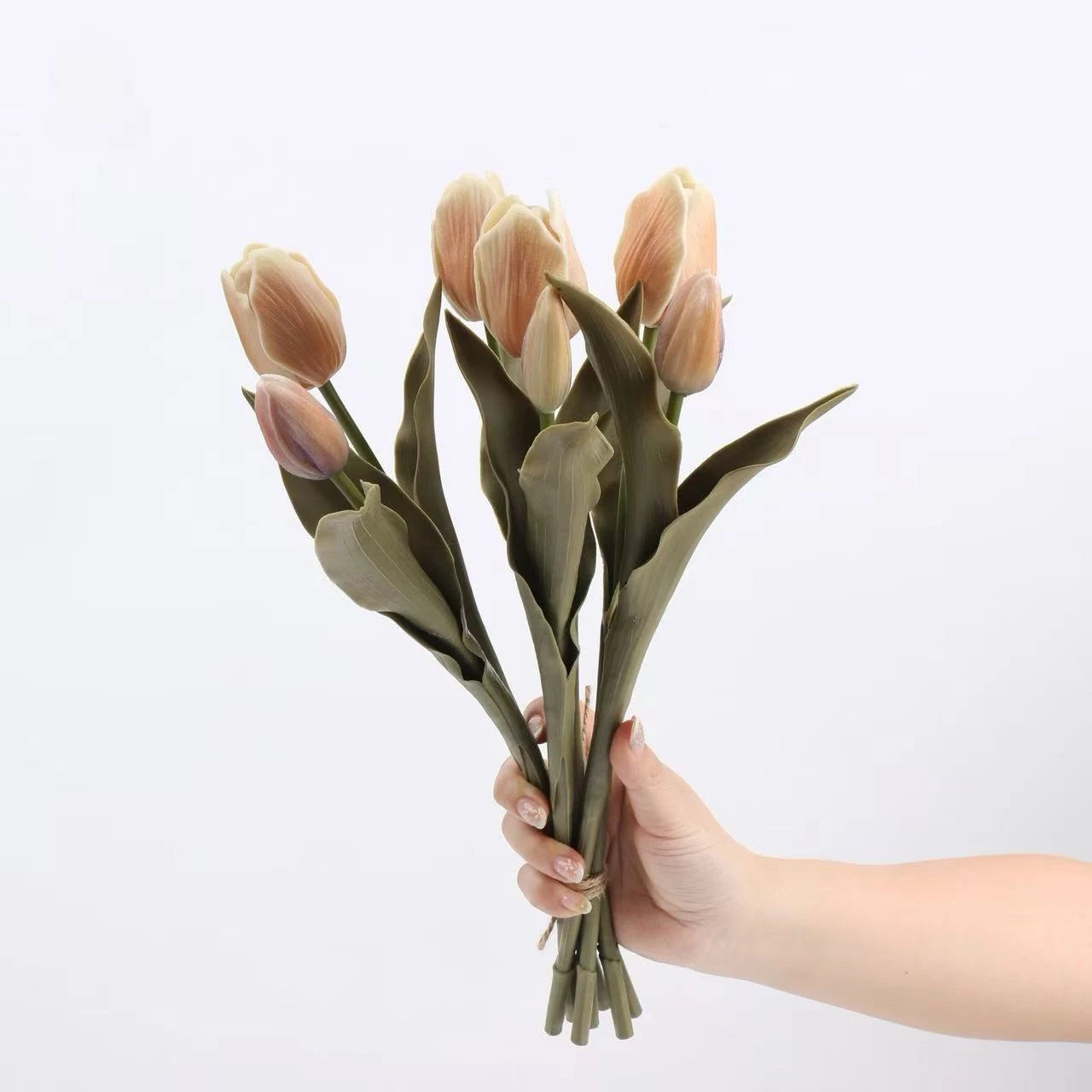 Real Touch Tulip Flower Bouquet in Light Brown– 15"