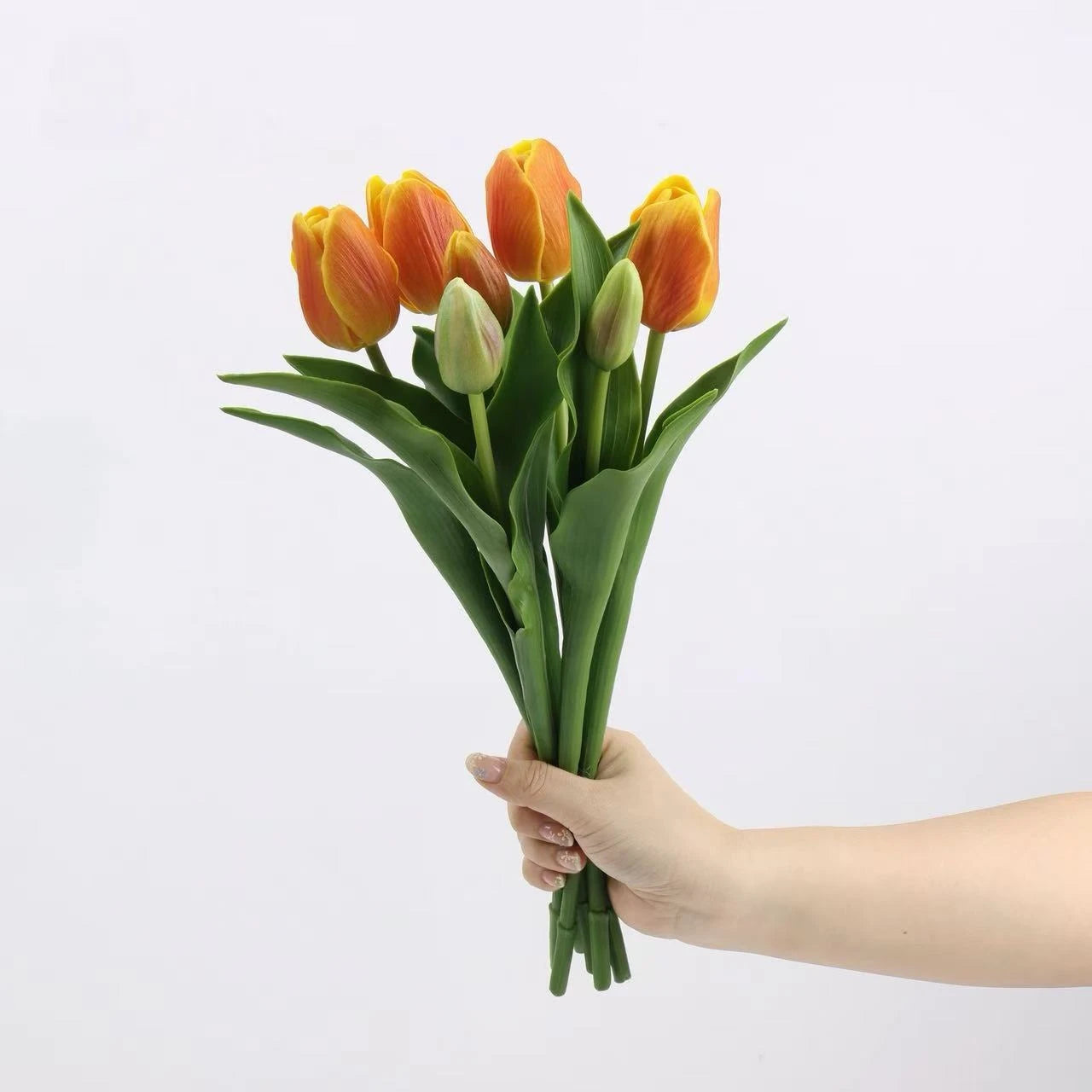 Real Touch Tulip Flower Bouquet in  Orange – 15"
