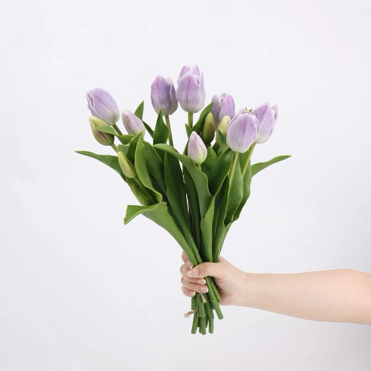 Real Touch Tulip Flower Bouquet in  Lavender – 15"