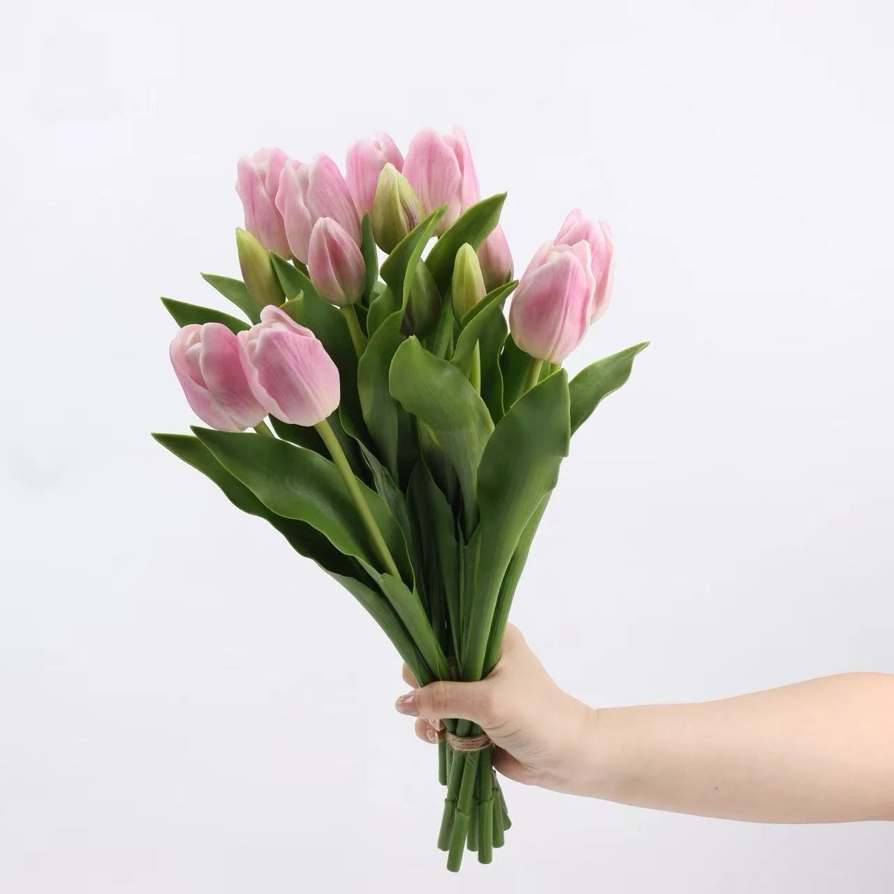 Real Touch Tulip Flower Bouquet in Pink – 15"
