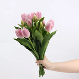Real Touch Tulip Flower Bouquet in Pink – 15"