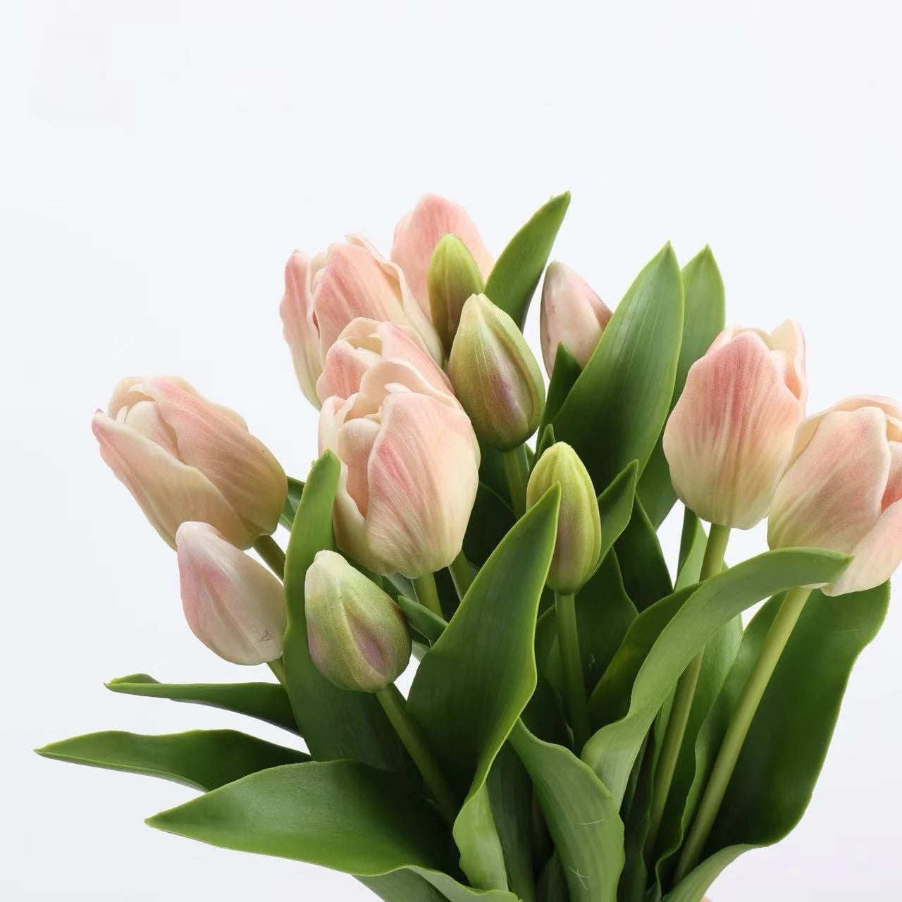 Real Touch Tulip Flower Bouquet in Creamy Pink – 15"