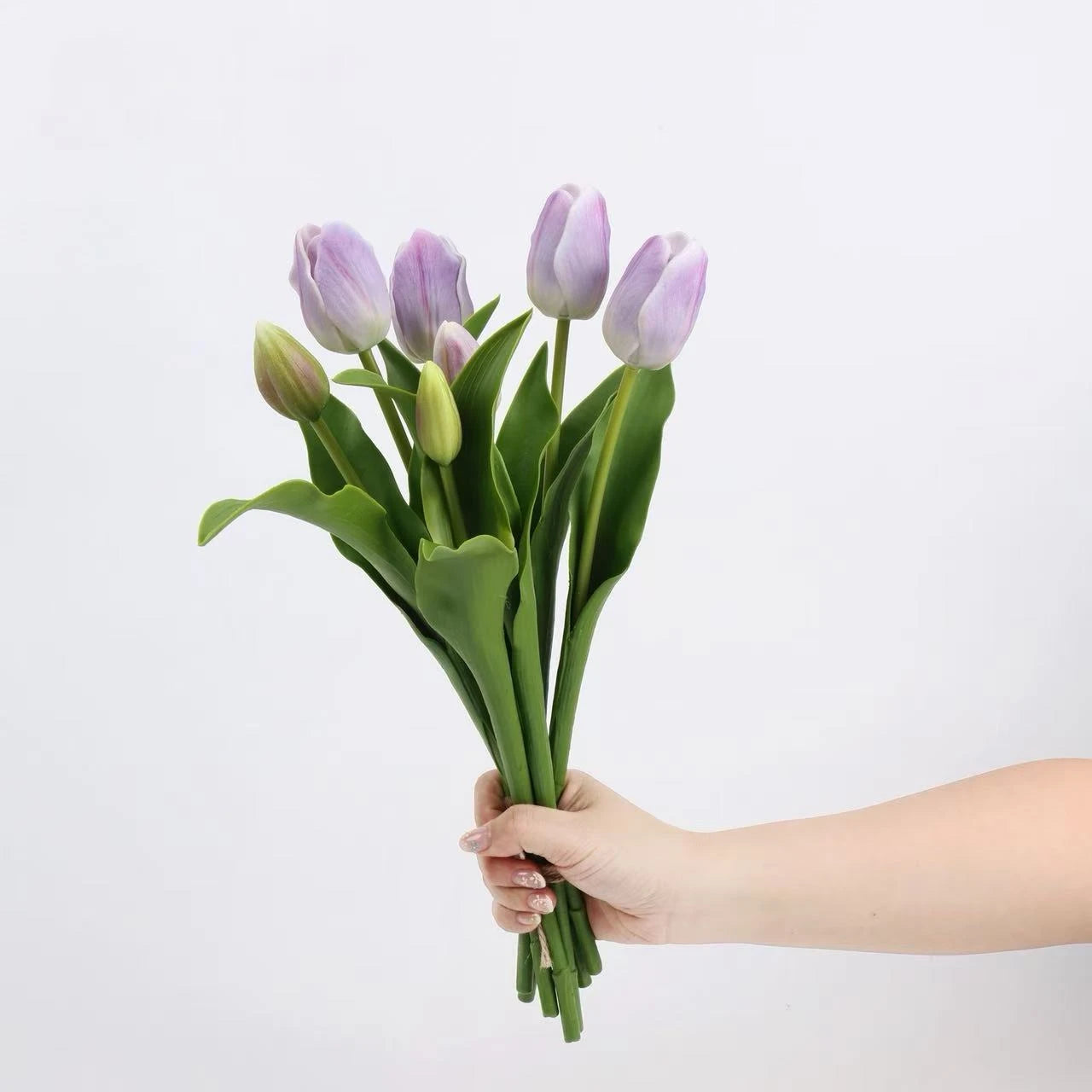 Real Touch Tulip Flower Bouquet in  Lavender – 15"