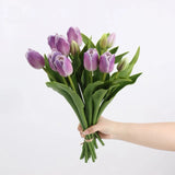Real Touch Tulip Flower Bouquet in Purple – 15"