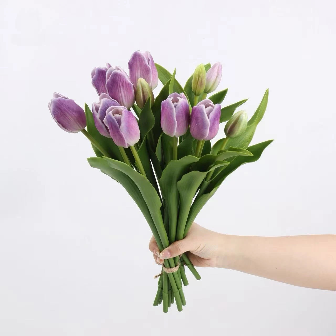 Real Touch Tulip Flower Bouquet in Purple – 15"