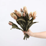 Real Touch Tulip Flower Bouquet in Light Brown– 15"