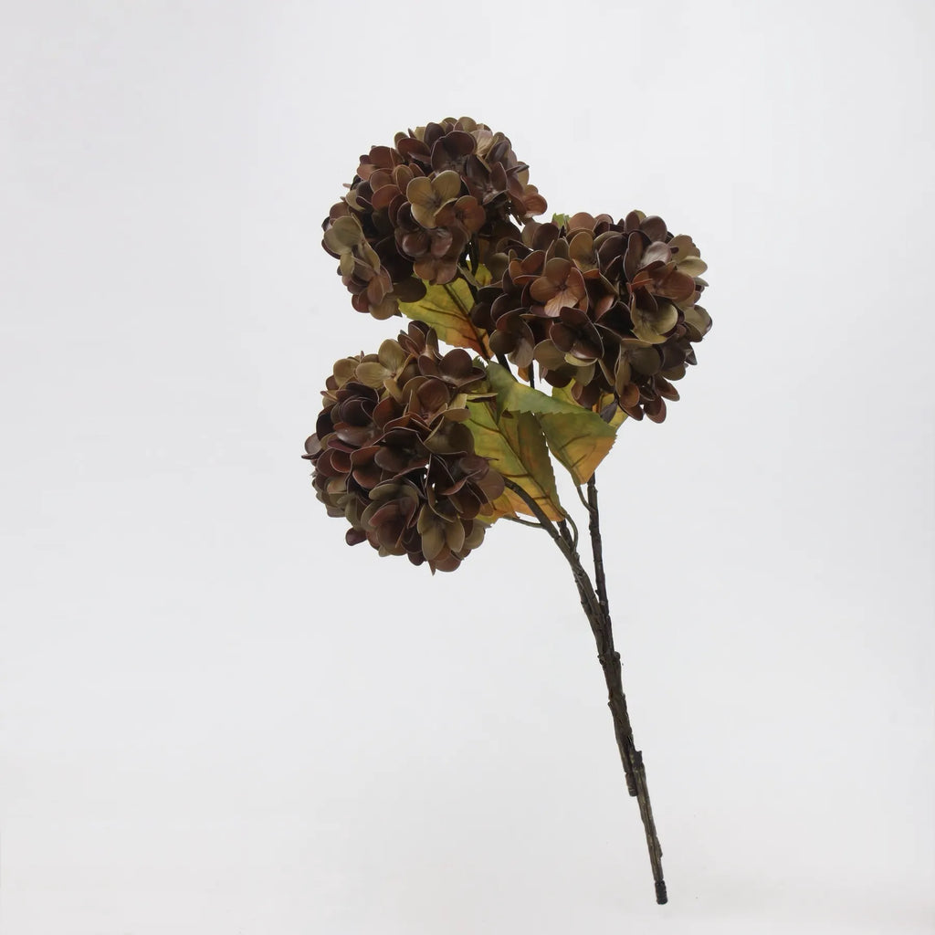 Real Touch Faux Hydrangea Stem-Brown 22"