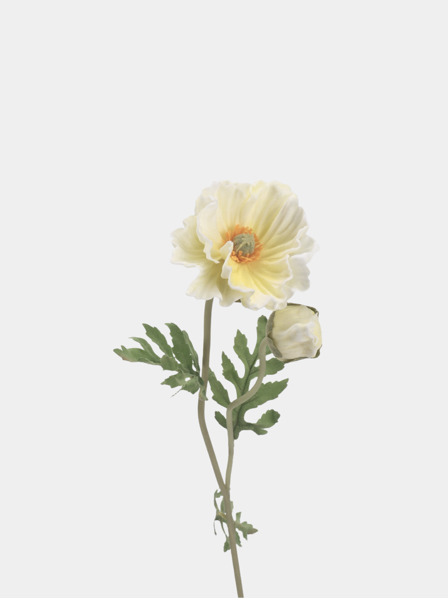 Real Touch Large Poppy Flower –Cream Yellow 22.4"