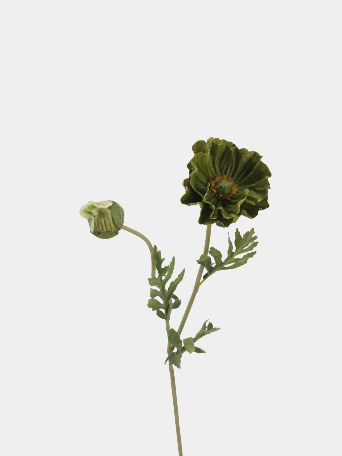 Real Touch Large Poppy Flower –Green 22.4"