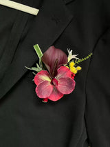 Red Faux Floral Boutonnière & Corsage Set