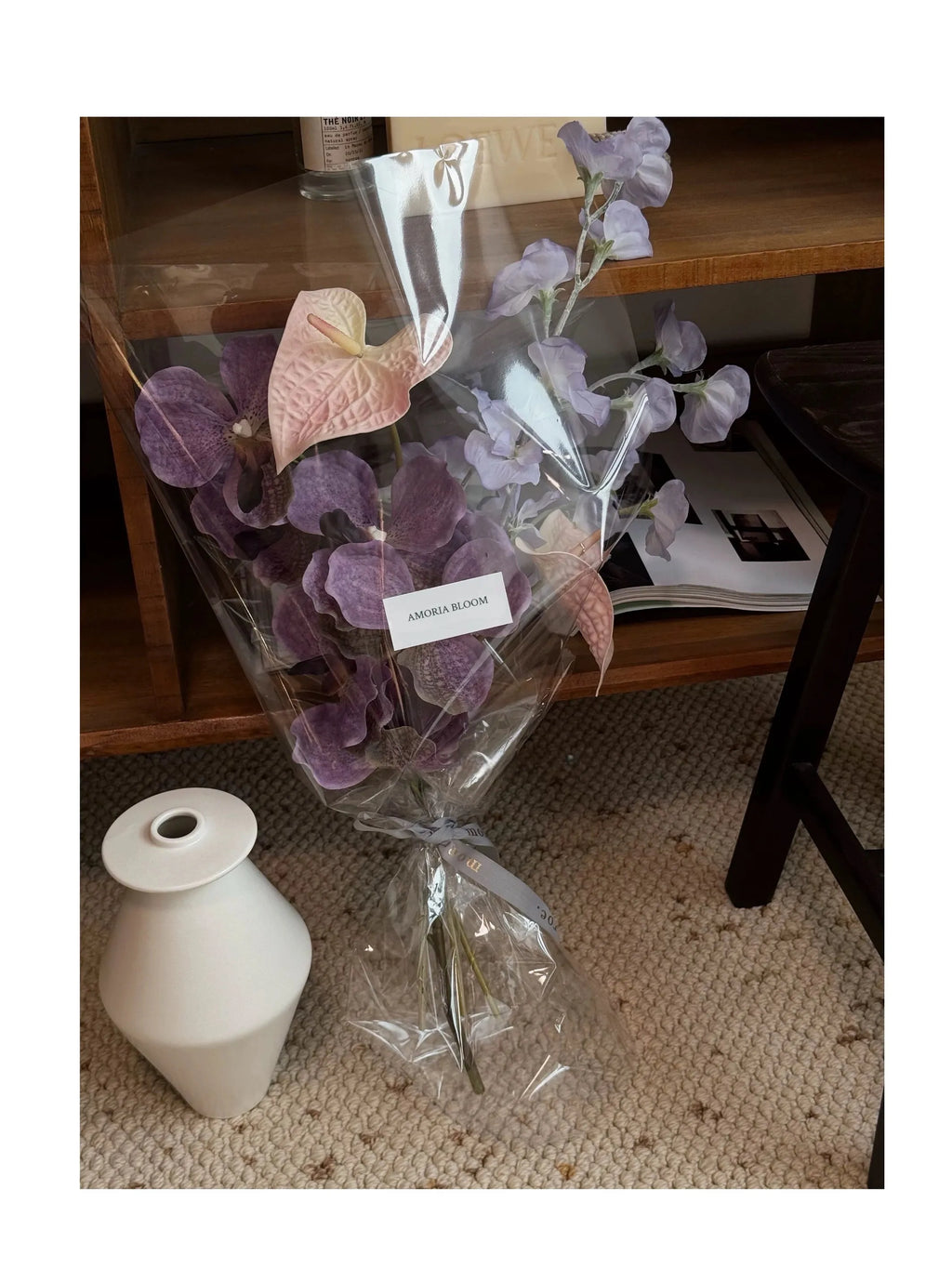 Twilight Reverie: Orchid & Anthurium Artificial Flower Bouquet