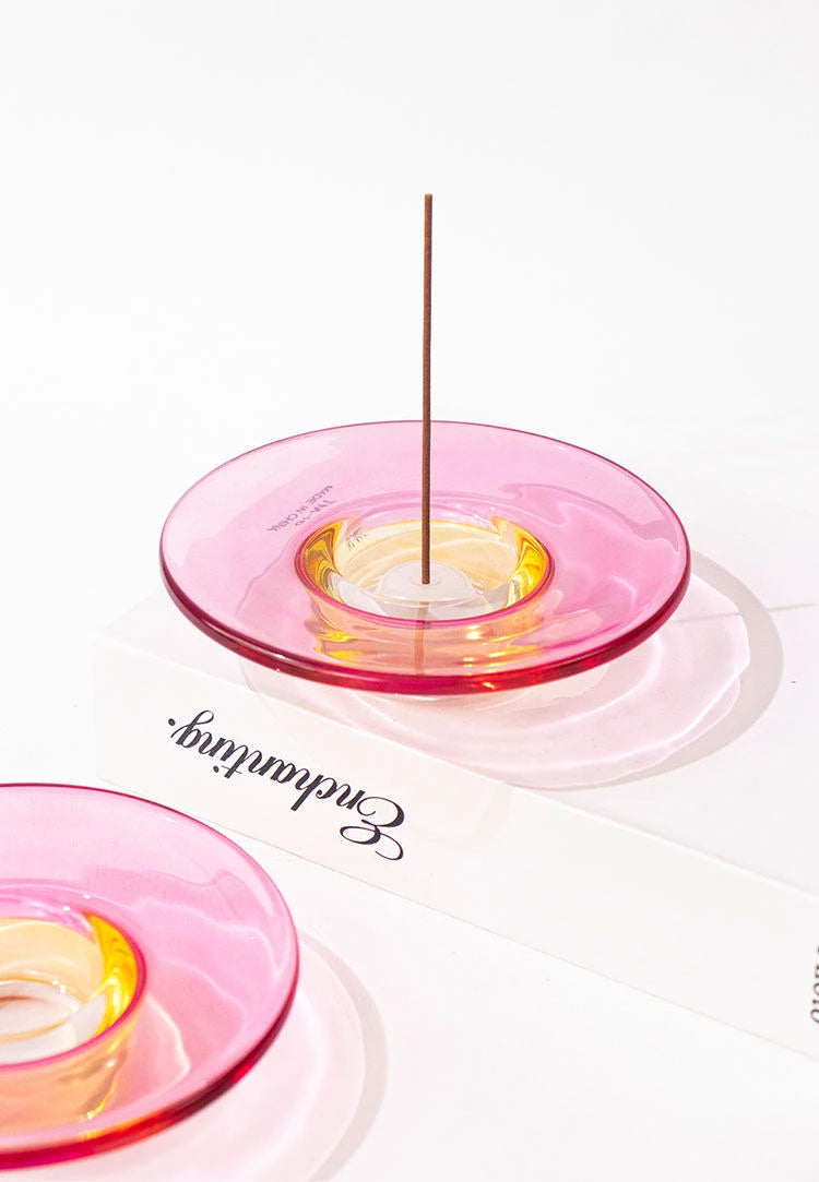 Vibrant Pink  Glass Incense Holder