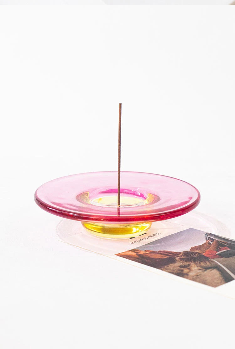 Vibrant Pink  Glass Incense Holder