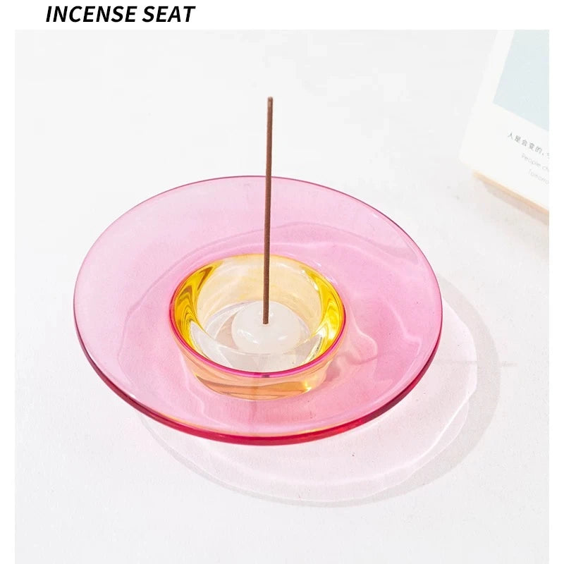Vibrant Pink  Glass Incense Holder