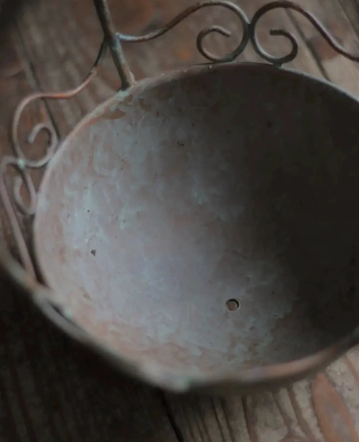 Vintage Iron Hanging Basket with Bracket