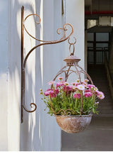 Vintage Iron Hanging Basket with Bracket
