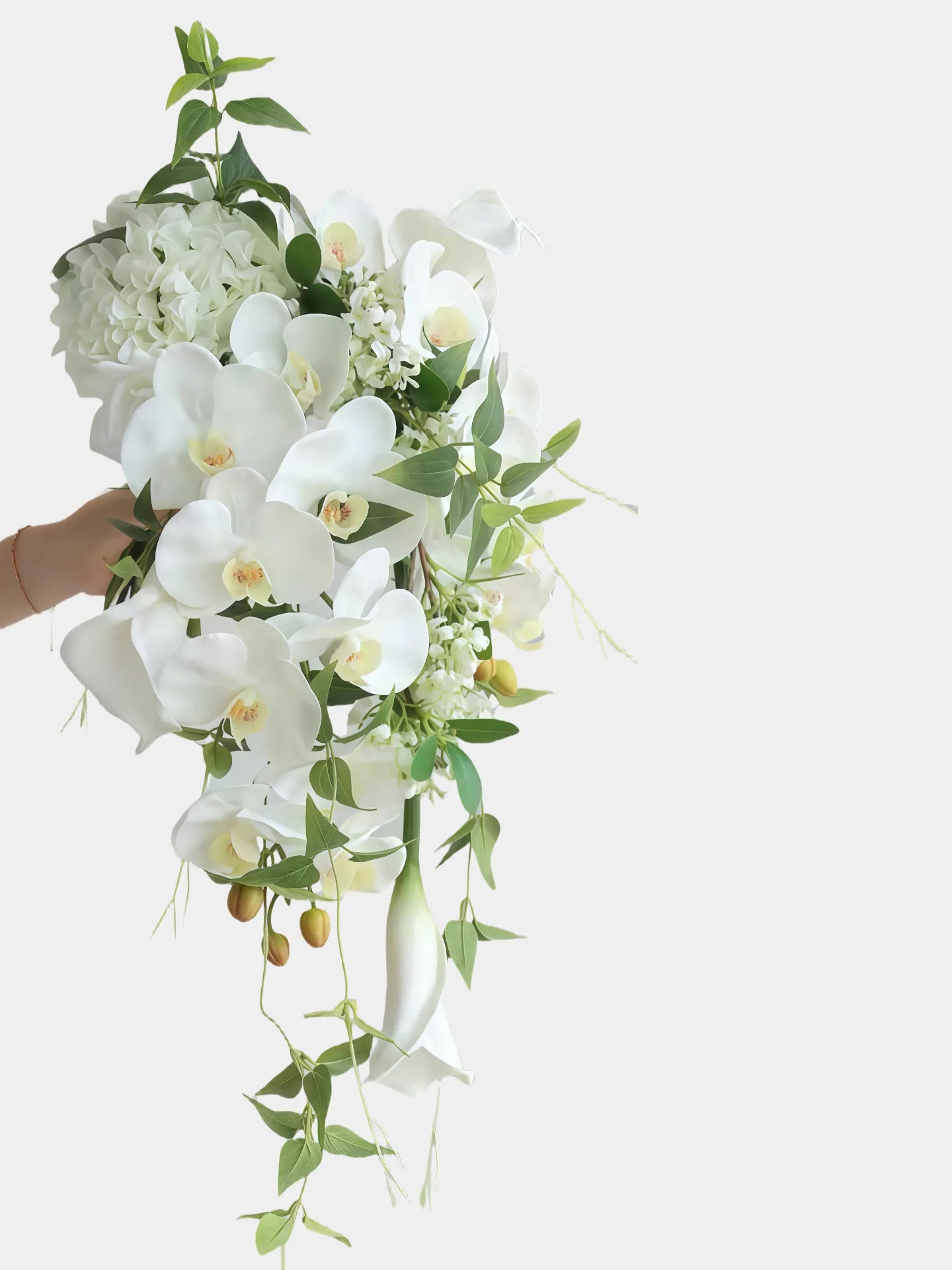 Elegant White Cascading Bridal Bouquets Artificial Wedding Flowers