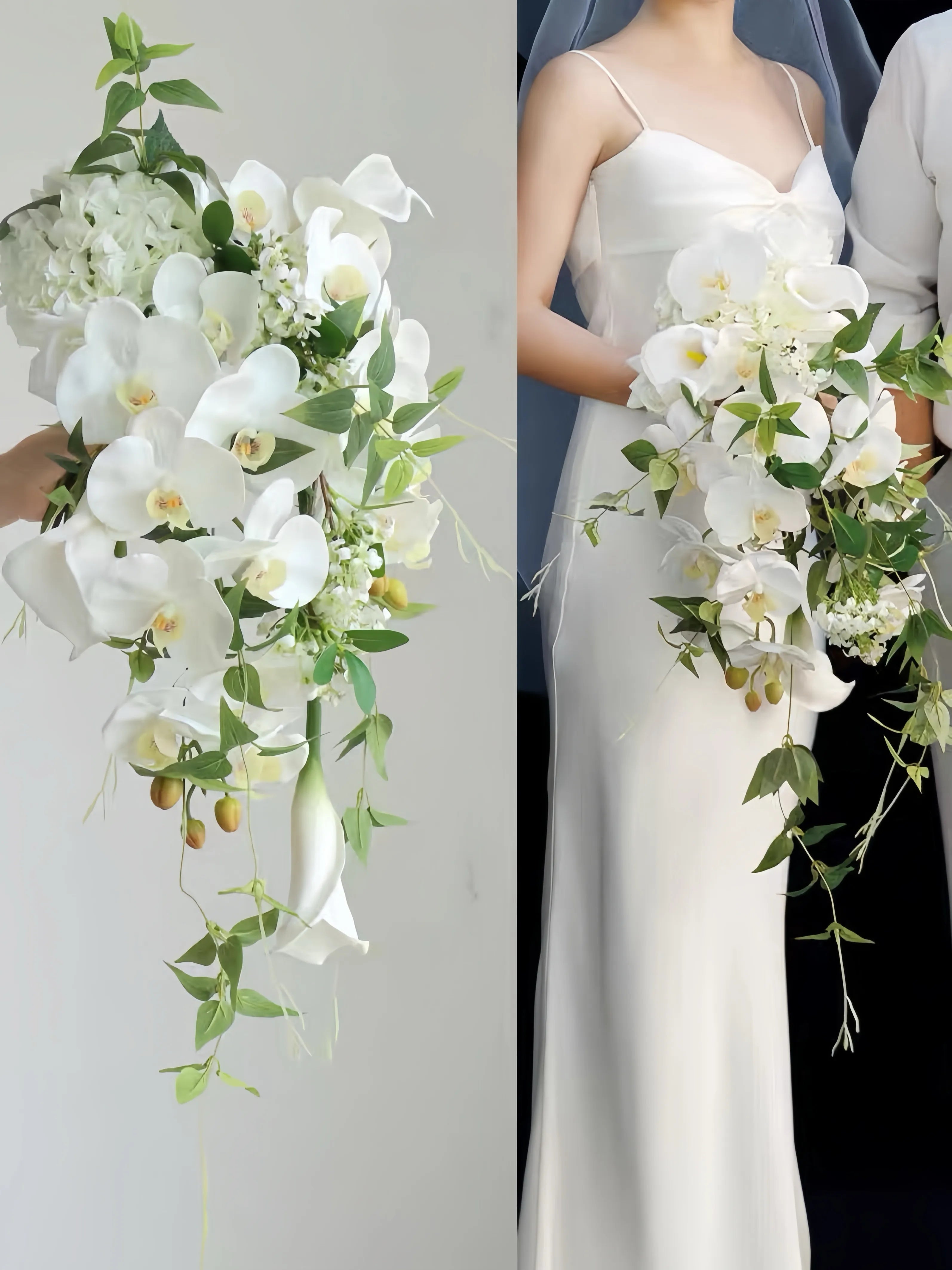 Elegant White Cascading Bridal Bouquets Artificial Wedding Flowers