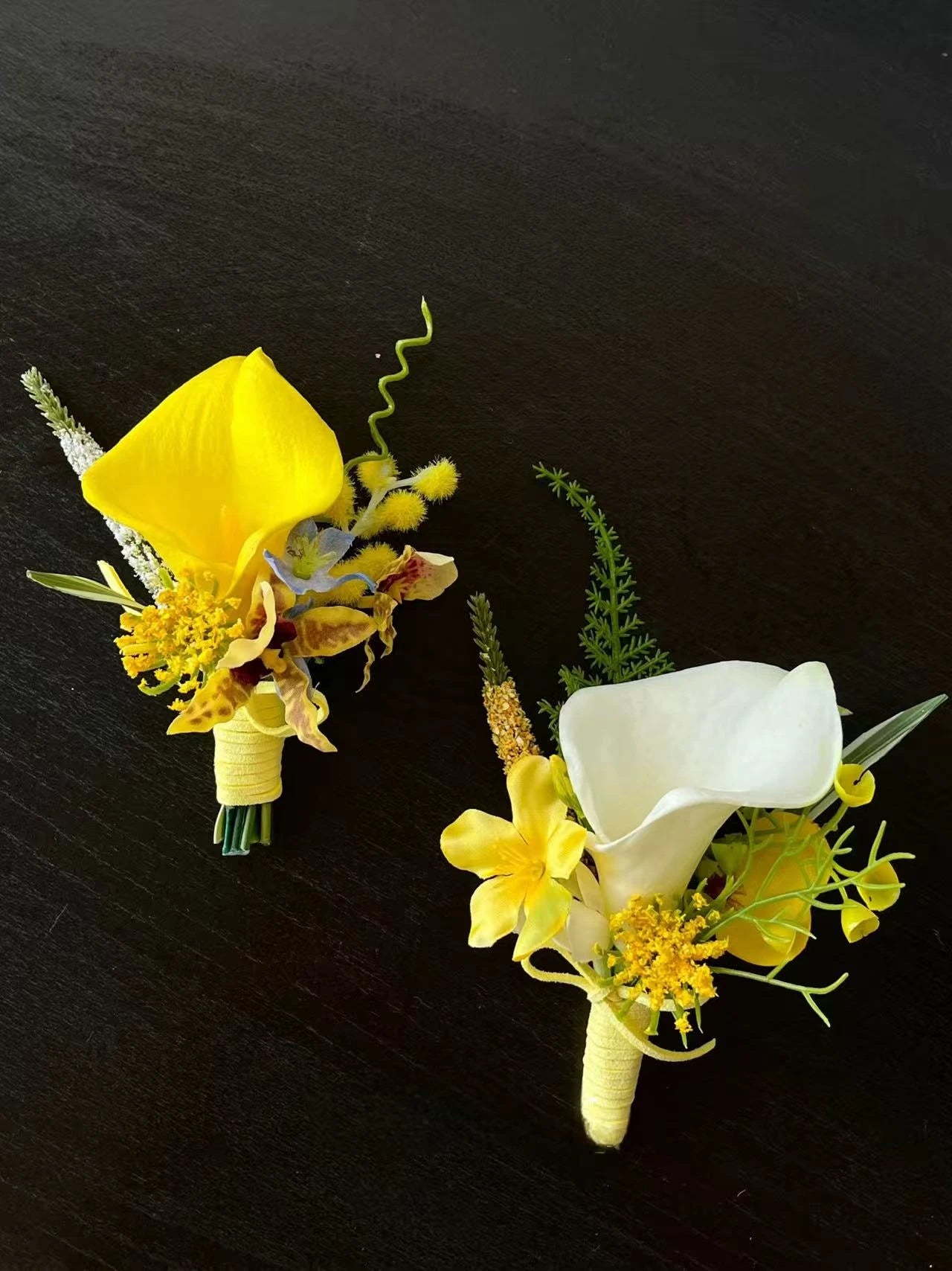Yellow Artificial Wedding Buttonhole – Faux Flower Boutonniere