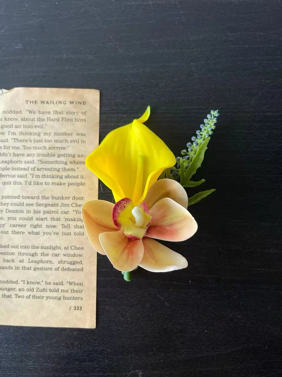 Yellow Artificial Wedding Buttonhole – Faux Flower Boutonniere