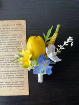 Yellow Artificial Wedding Buttonhole – Faux Flower Boutonniere
