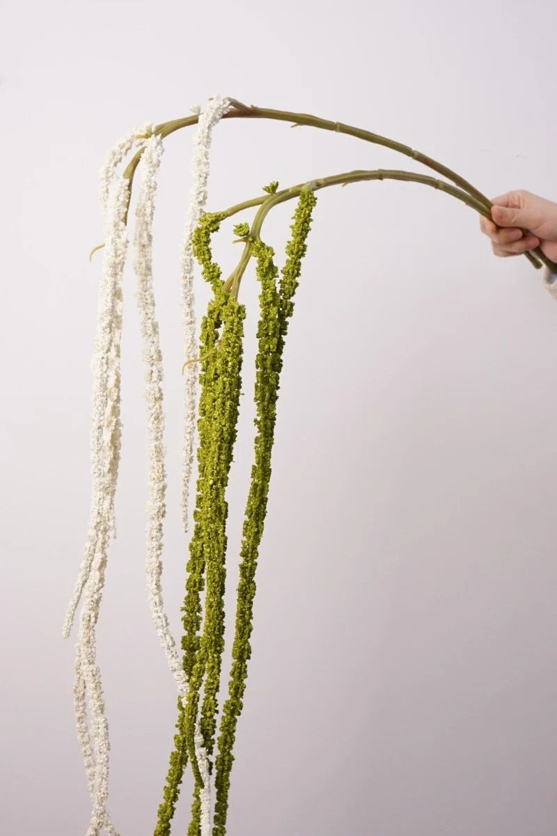 Artificial hanging amaranthus green white stem