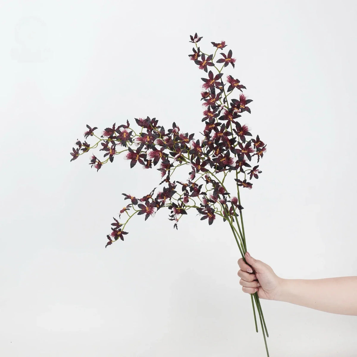 Artificial Oncidium orchid – burgundy bunch
