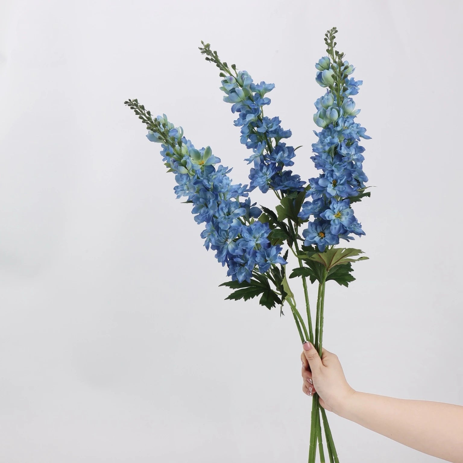 Blue artificial delphinium Real Touch stem