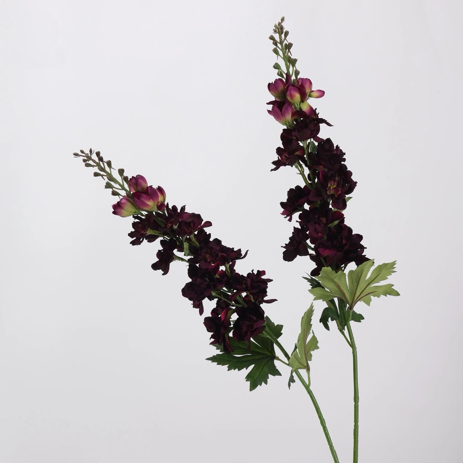 Burgundy artificial delphinium Real Touch stems