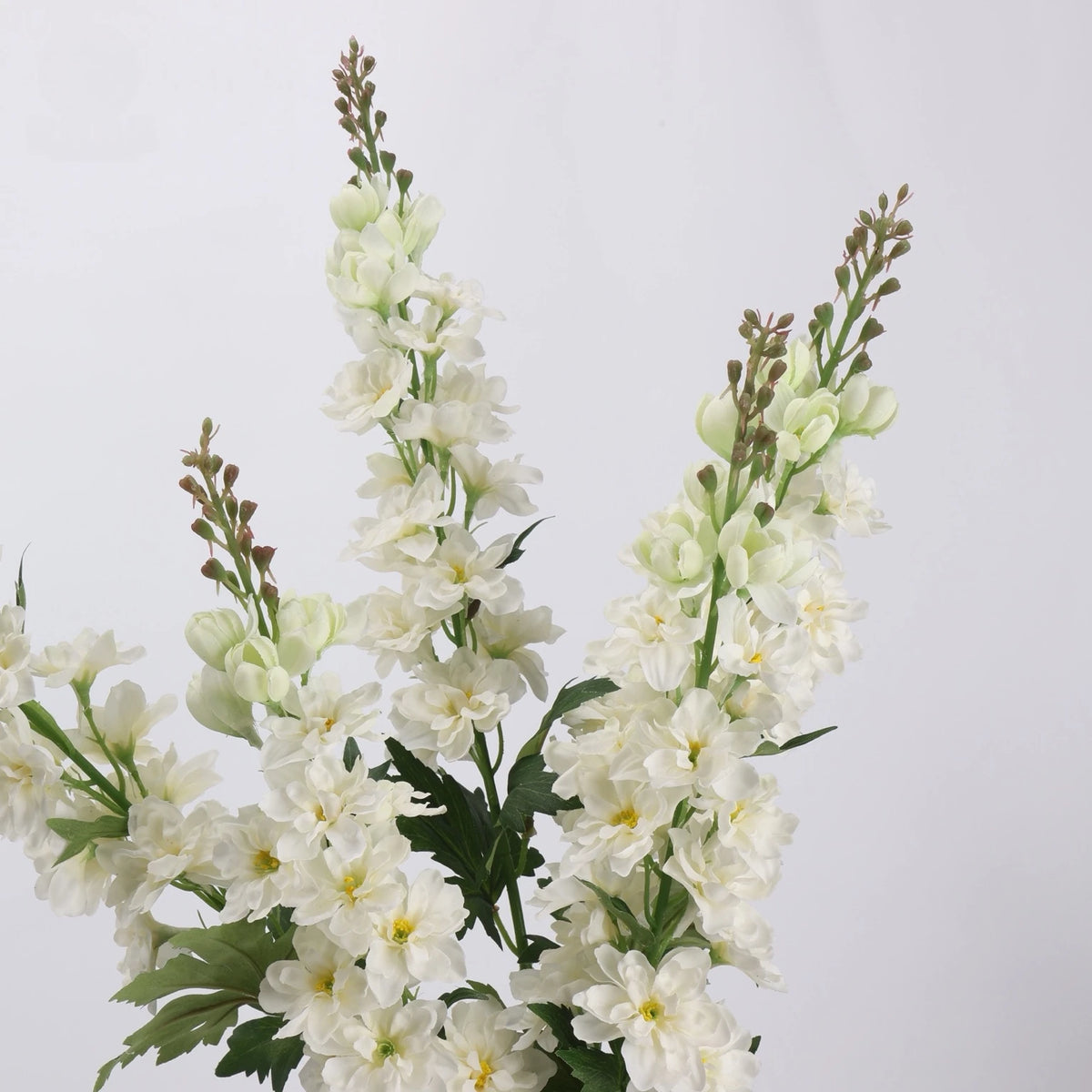 White Real Touch artificial delphinium flower detail