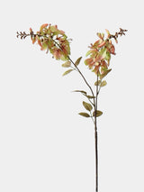 Green artificial erythrina flower stem with peach-tipped fabric petals and olive-toned leaves, 78 cm tall
