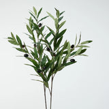 Green artificial olive branch with black olives