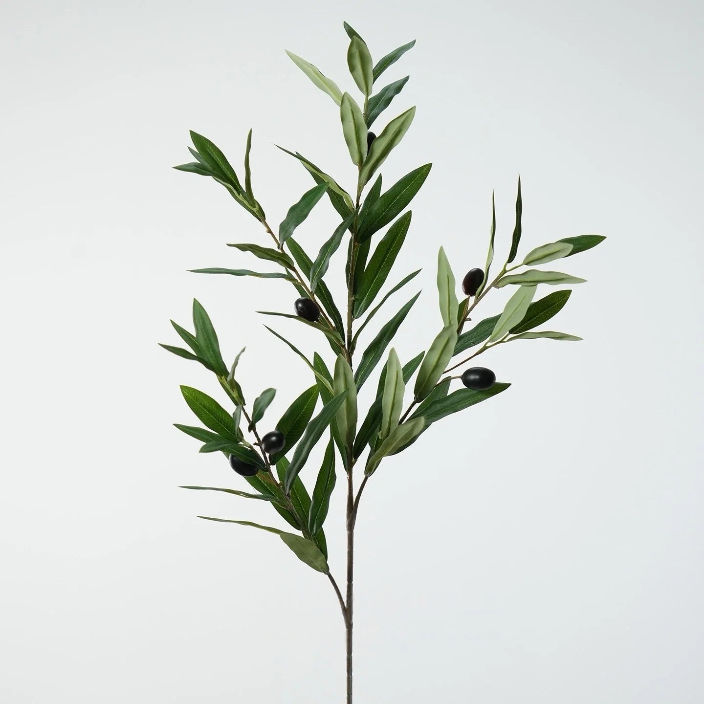 Green faux olive stem single branch