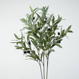 Grey green artificial olive branch with black olives