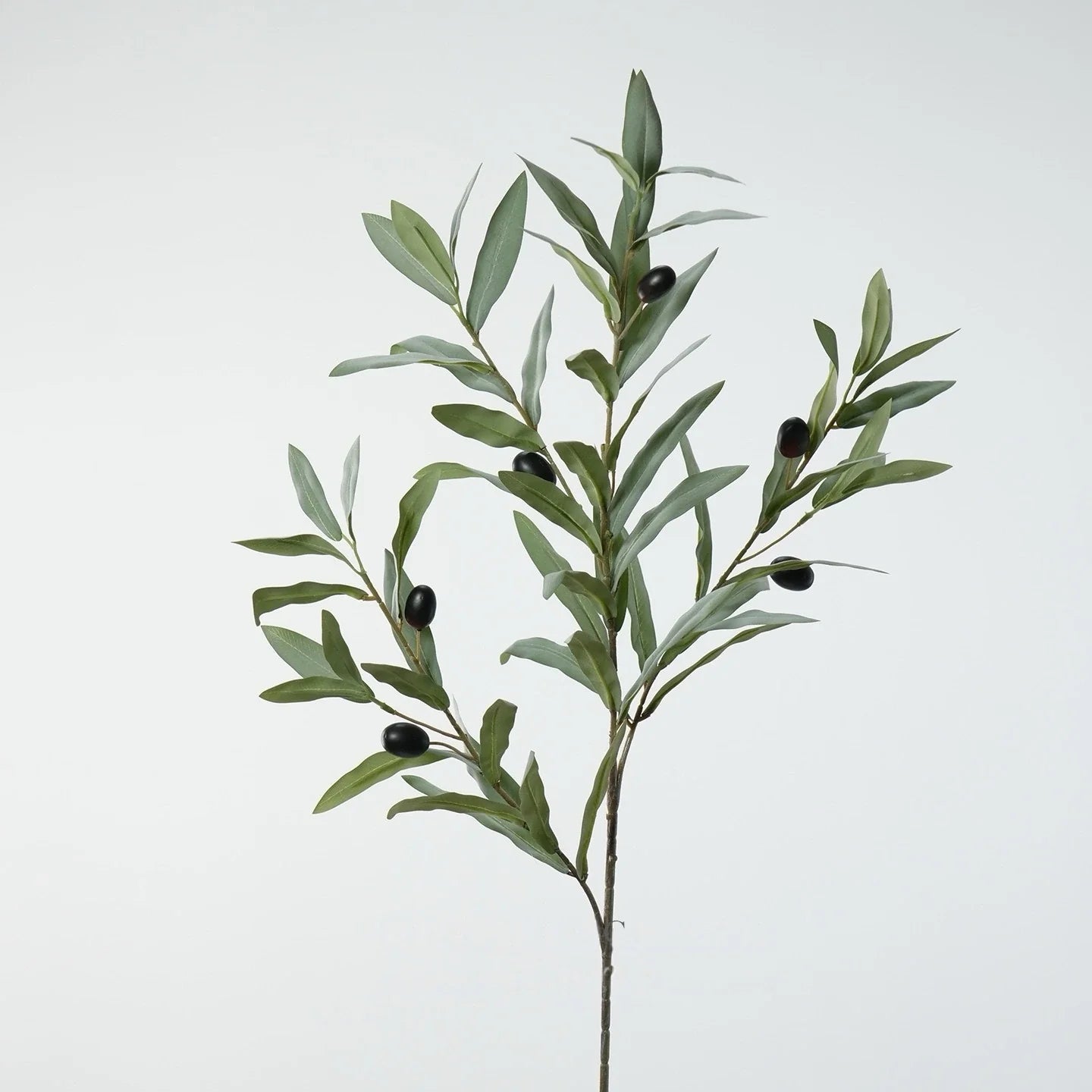 Grey green artificial olive stem foliage detail